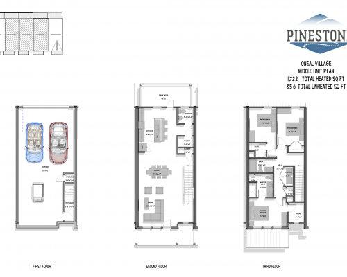2024-065 Pinestone Townhouses at Oneal Village 5 Units- 1foot step Mirror Midlle unit